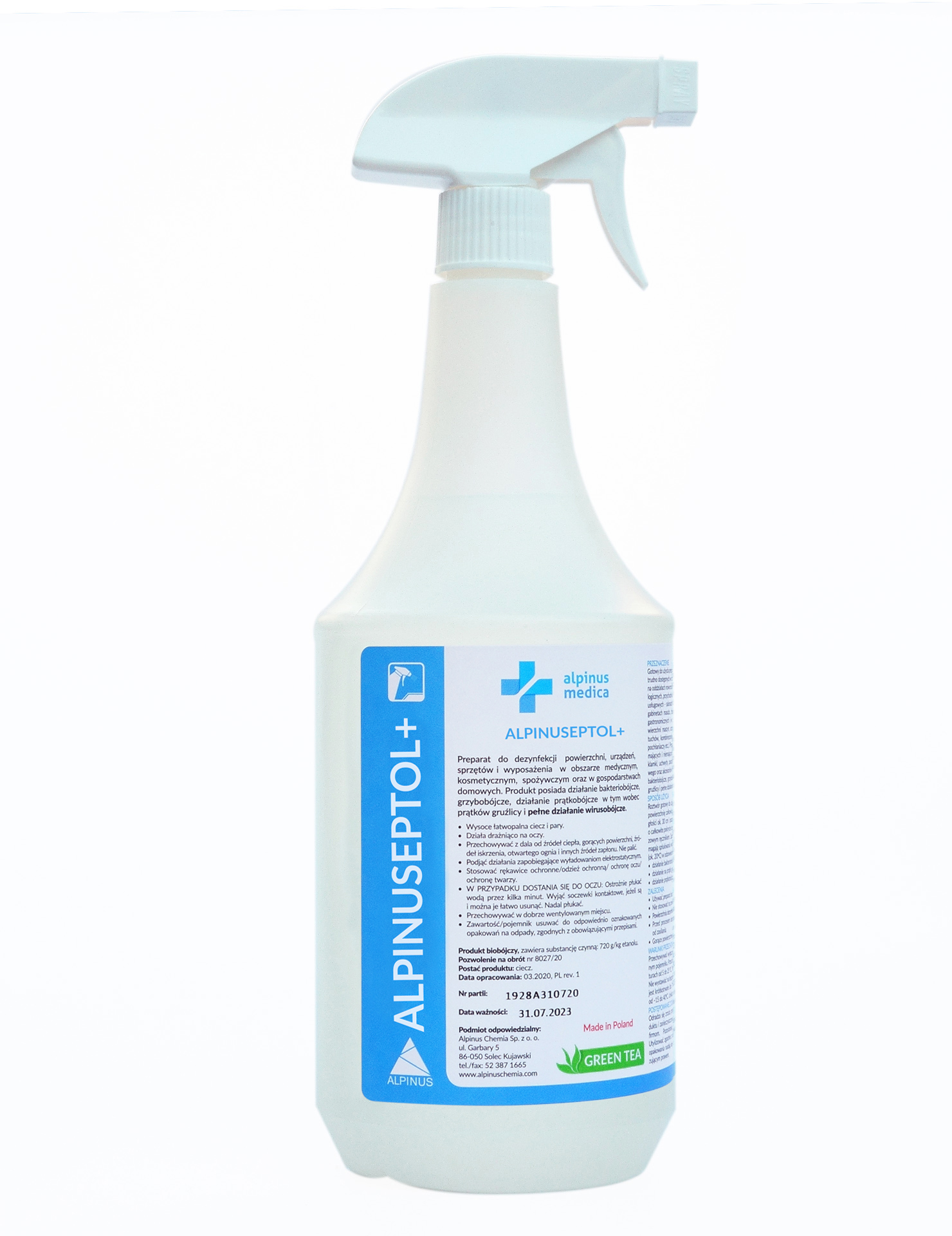 ALPINUSEPTOL - GREEN TEA 1L PŁYN DO DEZYNFEKCJI POWIERZCHNI